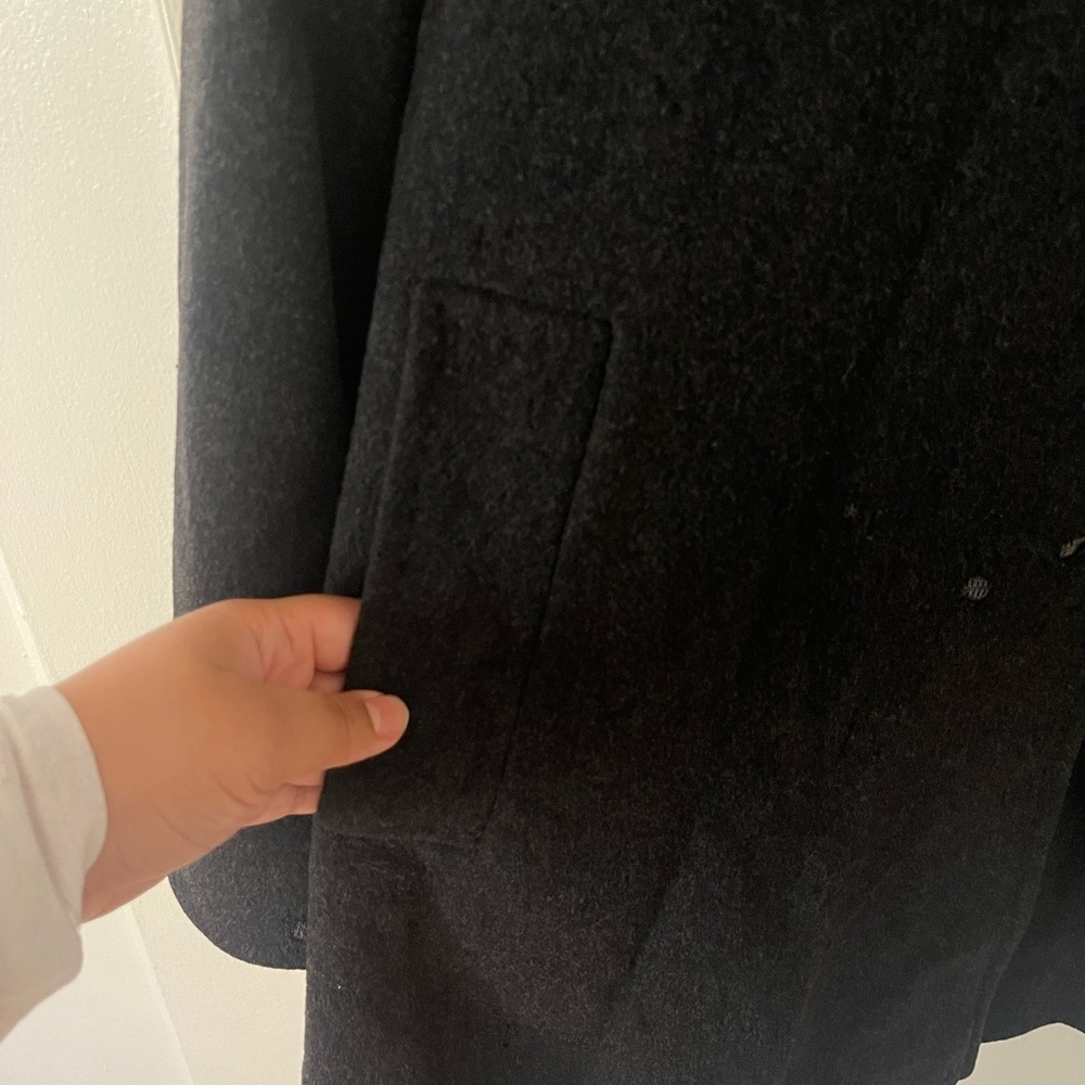 FLEURETTE Loro Piana Dark Gray Alpaca and Wool Pea Coat Made in the USA - Picture 7 of 16